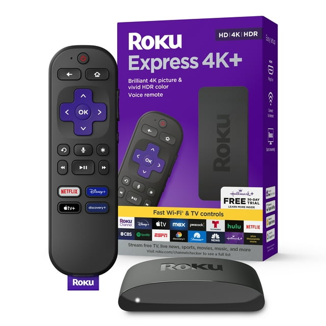 Roku Express 4K+ | Streaming Player HD/4K/HDR with Roku Voice Remote with TV Controls image 1