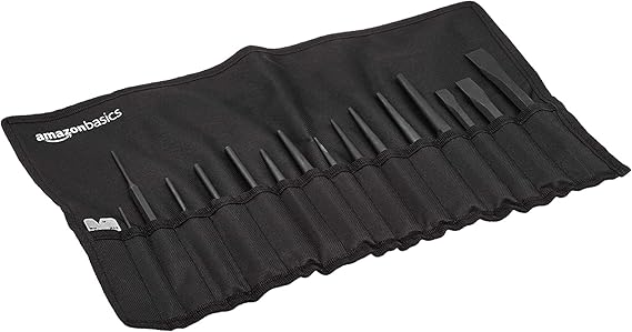 Amazon Basics 16-Piece Chrome Vanadium Steel Punch and Chisel Set with Storage Pouch image 1
