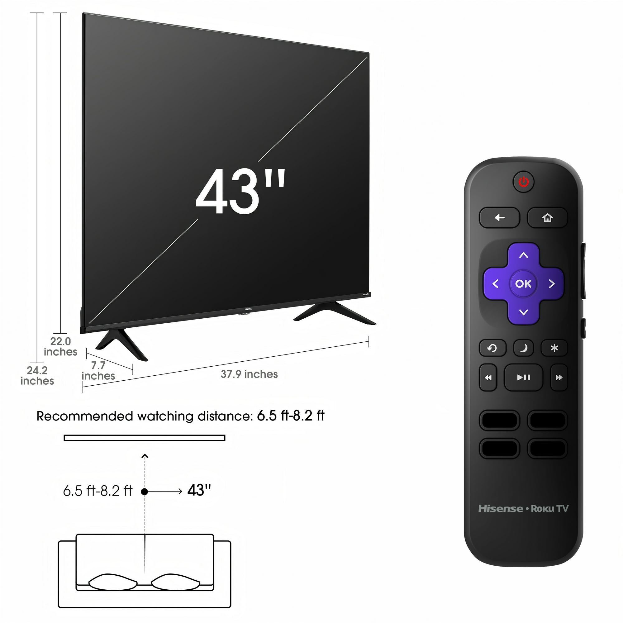 Hisense 43" Class 4K UHD LED LCD Smart Roku TV HDR R6 Series 43R6E3 image 2