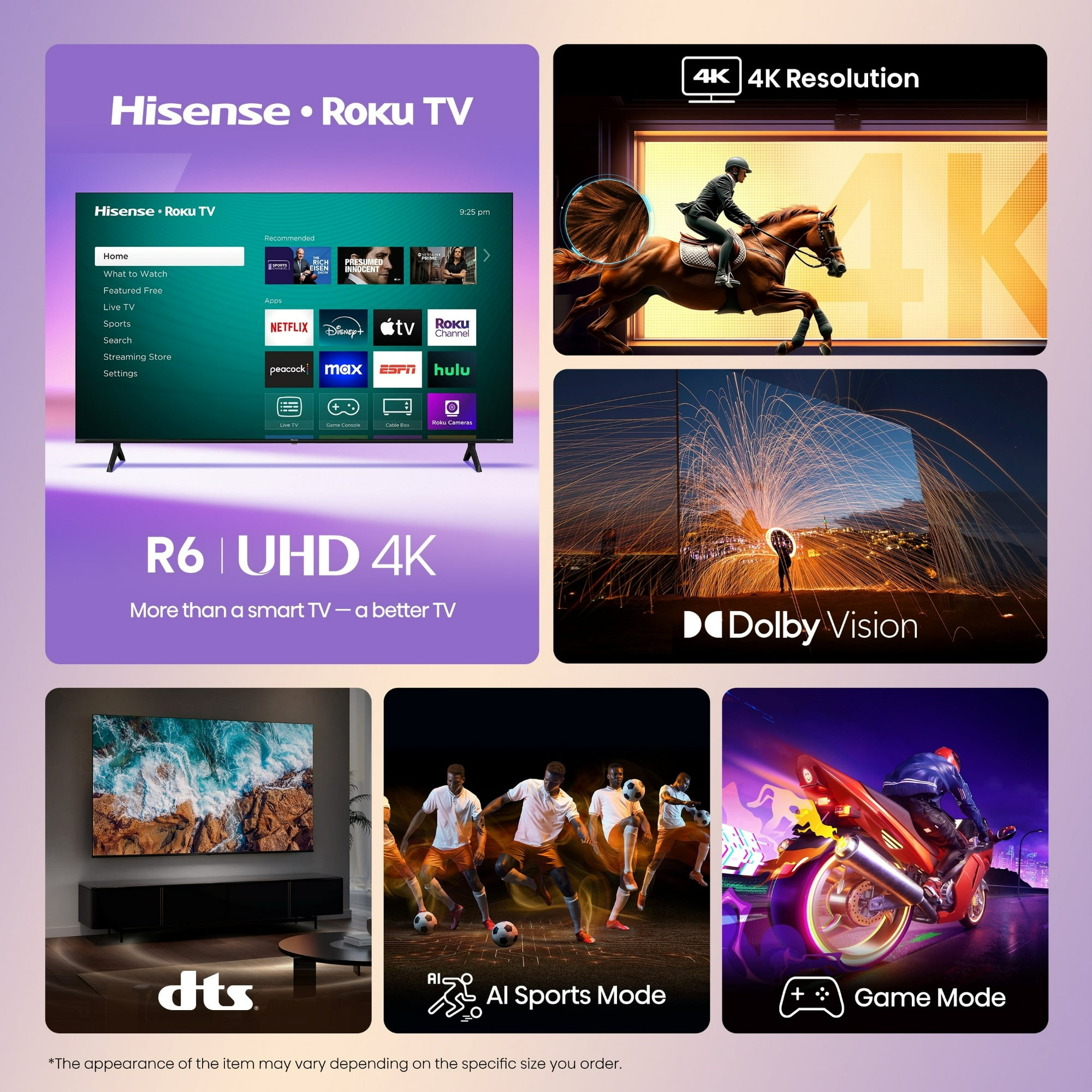 Hisense 43" Class 4K UHD LED LCD Smart Roku TV HDR R6 Series 43R6E3 image 3