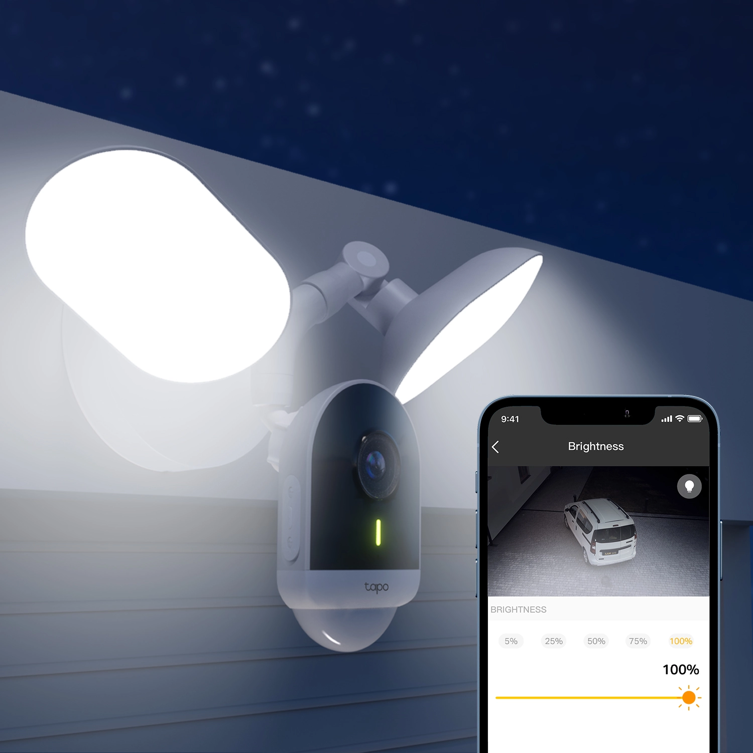 TP-LINK Tapo TC55 Smart Floodlight Security Camera - White Outdoor; 2k Resolution; WiFi Connectivity; AC Hard Wired Powered image 4