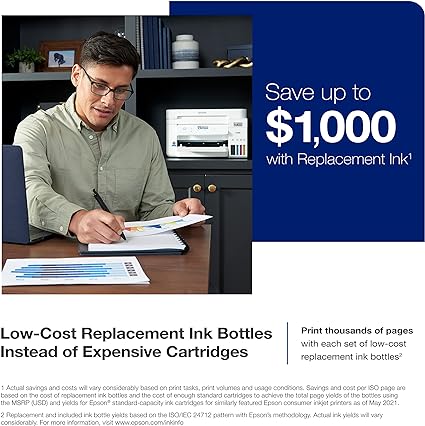 Epson EcoTank ET-4850 Wireless All-in-One Cartridge-Free Supertank Printer with Scanner, Copier, Fax, ADF and Ethernet – The Perfect Printer Office - White, Medium image 3