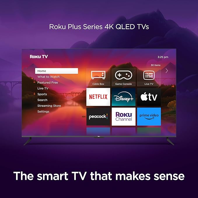 Roku Smart TV – 65-Inch Plus Series 4K QLED RokuTV with Roku Voice Remote Pro, Dolby Vision, Striking 4K Resolution, Automatic Brightness, & Seamless Streaming – Live Local News & Sports image 3