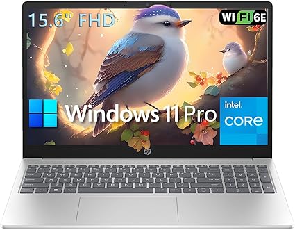 HP 15 15.6" FHD Laptop Computer Student and Business, Intel Quad-Core Processor (Beat i3-1115G4), 16GB DDR4 RAM, 256GB PCIe SSD, WiFi 6E, Bluetooth 5.3, HDMI, Type-C, Silver, Windows 11 Pro, Wendbo image 1