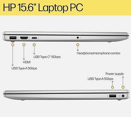 HP 15 15.6" FHD Laptop Computer Student and Business, Intel Quad-Core Processor (Beat i3-1115G4), 16GB DDR4 RAM, 256GB PCIe SSD, WiFi 6E, Bluetooth 5.3, HDMI, Type-C, Silver, Windows 11 Pro, Wendbo image 4