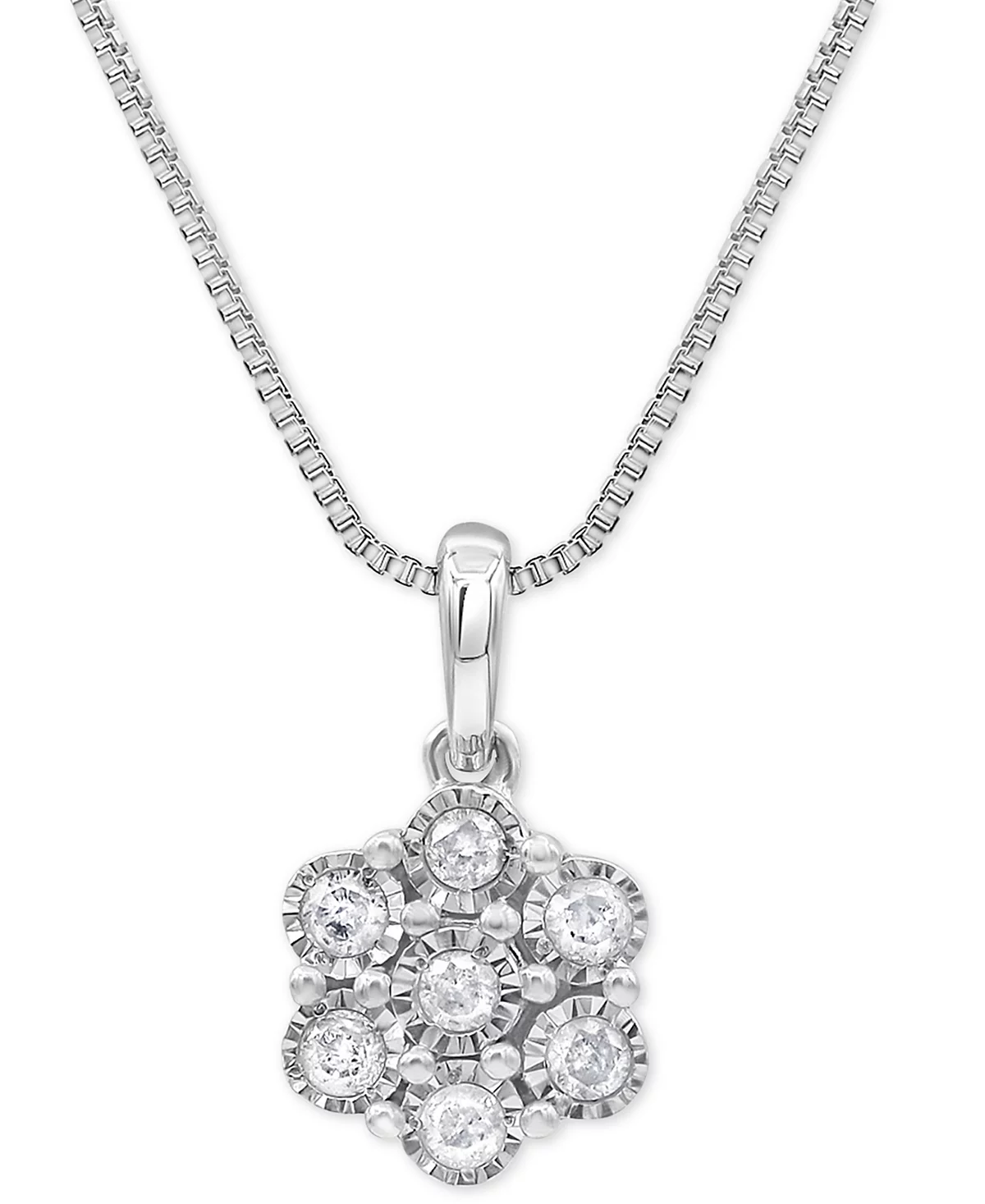 Macy's 2-Pc. Set Diamond Cluster Pendant Necklace & Matching Stud Earrings (1/2 ct. t.w.) in Sterling Silver image 2