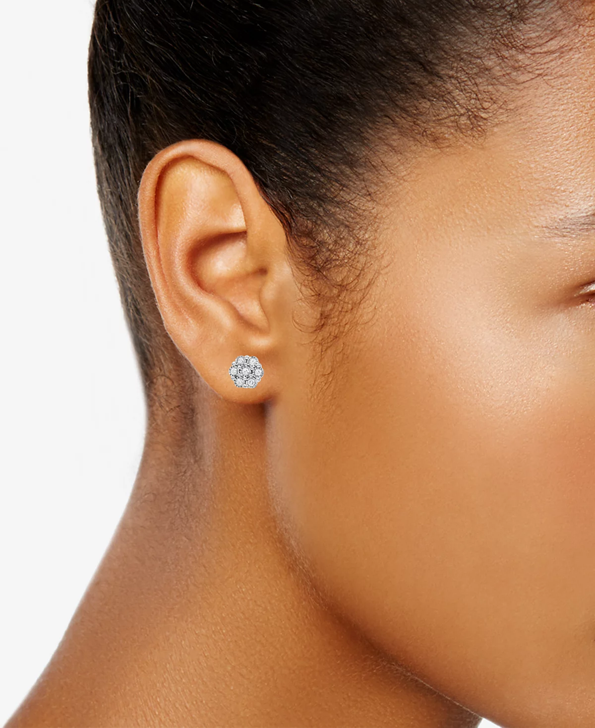Macy's 2-Pc. Set Diamond Cluster Pendant Necklace & Matching Stud Earrings (1/2 ct. t.w.) in Sterling Silver image 4