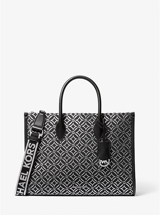 Mirella Medium Metallic Logo Jacquard Tote Bag image 1