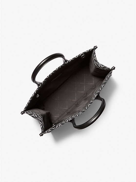 Mirella Medium Metallic Logo Jacquard Tote Bag image 2