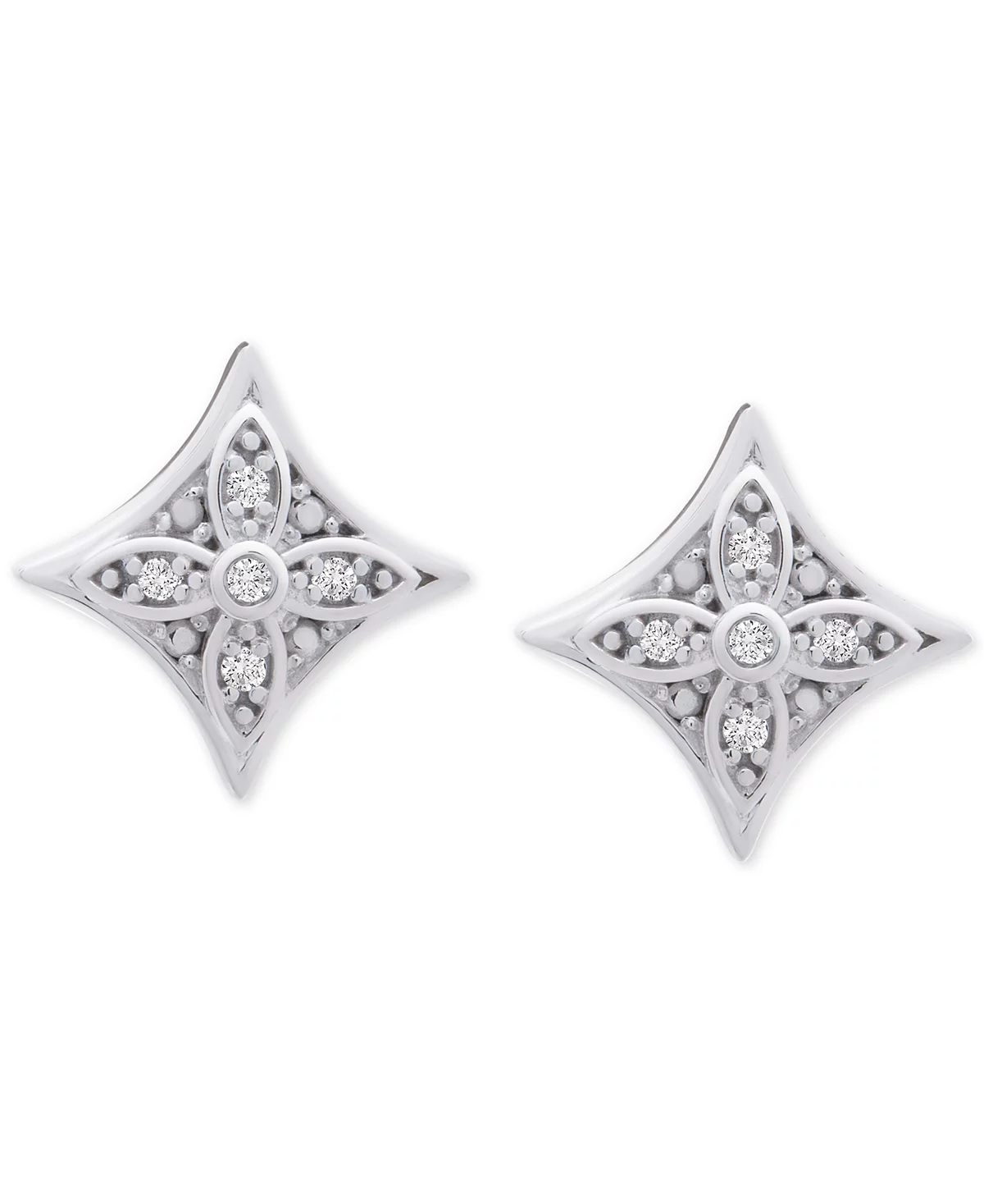 Macy's Diamond Star Stud Earrings (1/10 ct. t.w.) in Sterling Silver image 2