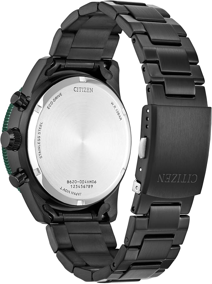 Citizen Men's Eco-Drive Weekender Sport Casual, Black Stainless Steel Bracelet Watch, Chronograph (Model: CA4555-81E) image 3