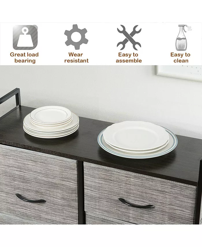  Ecooso 5 Fabric Drawers Dresser with Metal Frame and Wooden Top Shipped and sold by Kuyotq image 2