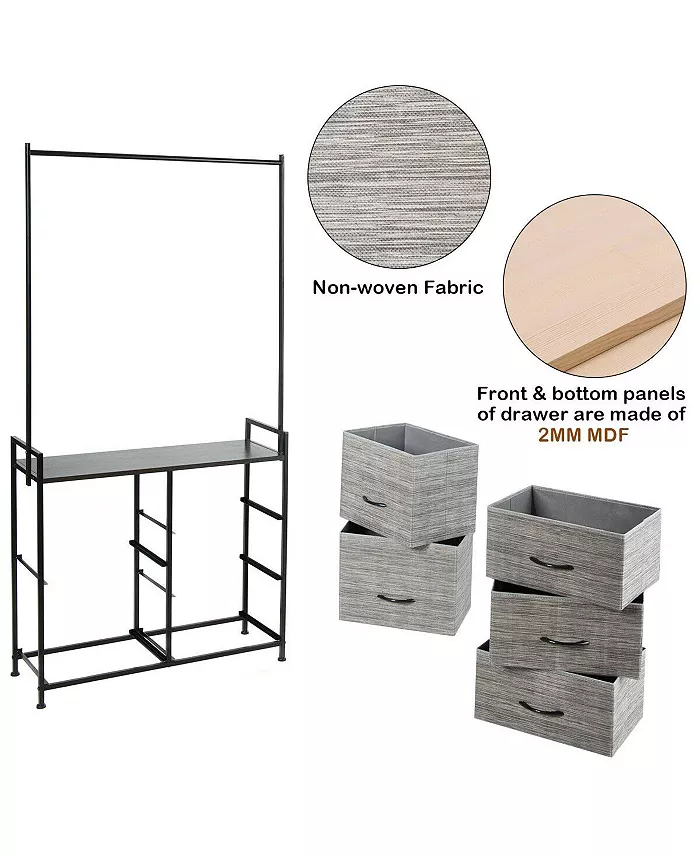  Ecooso 5 Fabric Drawers Dresser with Metal Frame and Wooden Top Shipped and sold by Kuyotq image 4