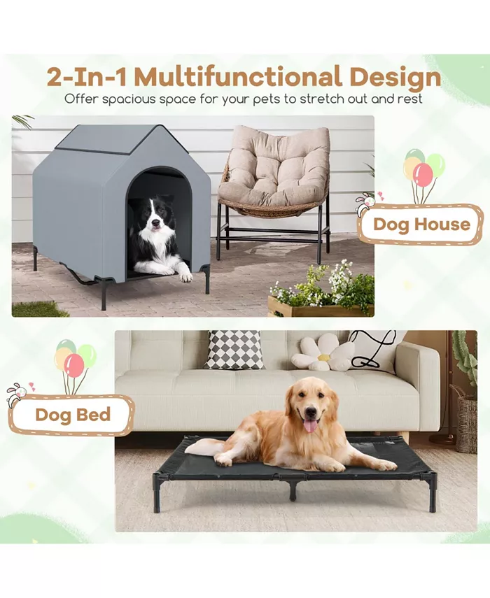 Middle Outdoor Elevated Pet House with Ventilated Windows Shipped and sold by Kuyotq image 4