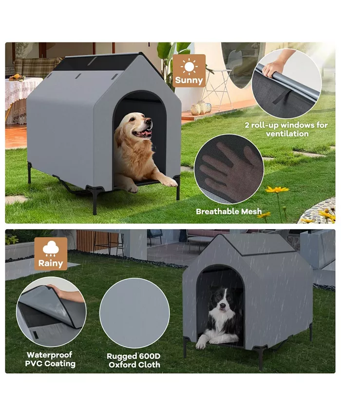 Middle Outdoor Elevated Pet House with Ventilated Windows Shipped and sold by Kuyotq image 5