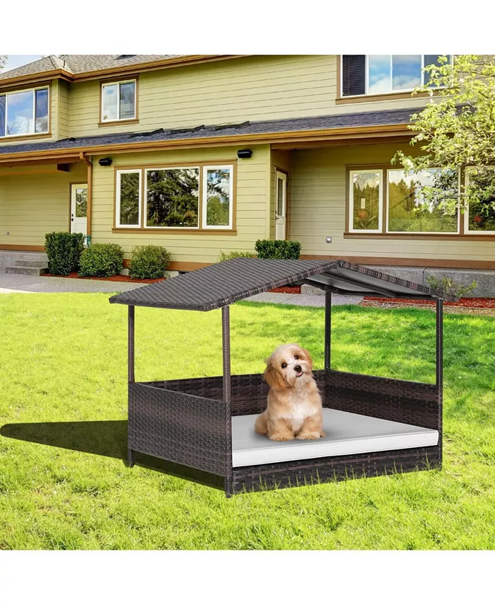  Ecooso Wicker Outdoor Dog House with Weatherproof Roof Shipped and sold by Kuyotq image 2