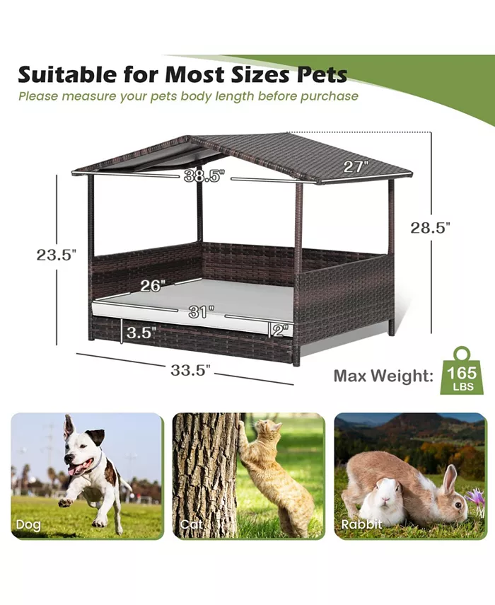  Ecooso Wicker Outdoor Dog House with Weatherproof Roof Shipped and sold by Kuyotq image 3