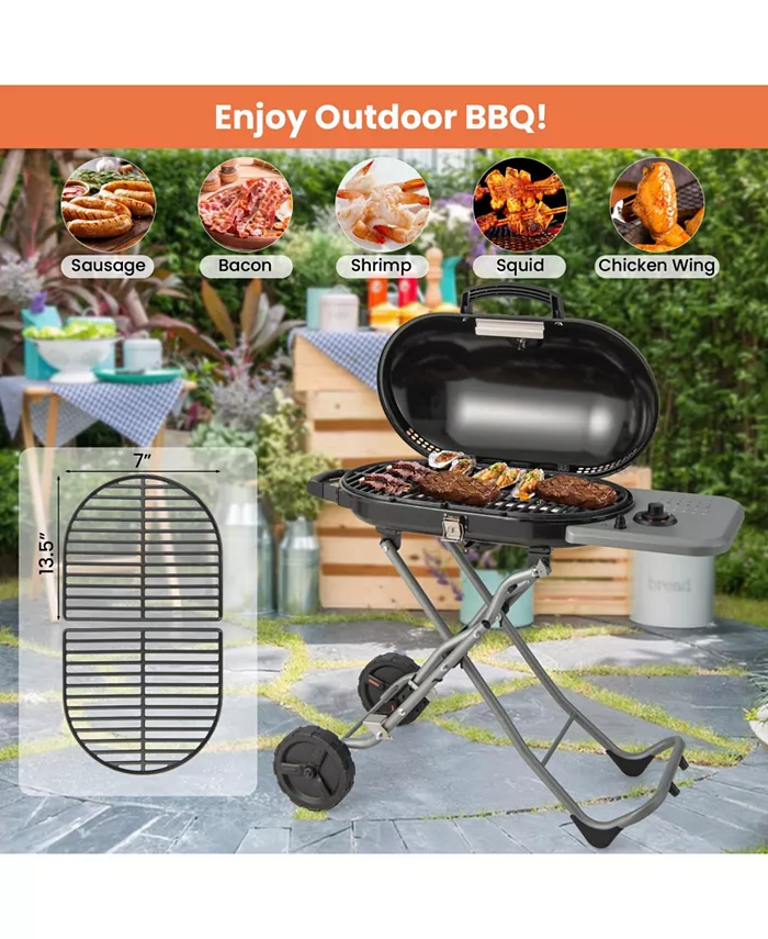 15000 BTU Portable Propane BBQ Grill with Wheels and Side Shelf Shipped and sold by Kuyotq image 4