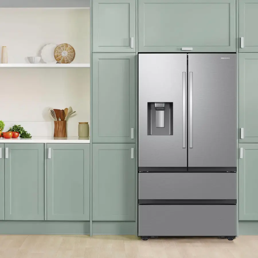 Samsung - 30 cu. ft. 4-Door French Door Smart Refrigerator with Four Types of Ice - Fingerprint Resistant Stainless Steel image 2