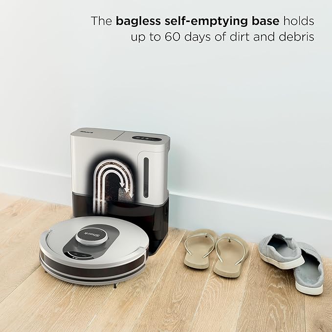 Shark AI Ultra Voice Control Robot Vacuum with Matrix Clean Navigation, Home Mapping, 60-Day Capacity, XL Self-Empty Base for Homes with Pets, Carpet & Hard Floors, Cool Grey image 3