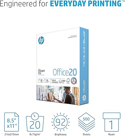 HP Papers | 8.5x11 Paper |Office 20 lb | 1 Ream - 500 Sheets | 92 Bright | Made in USA - FSC Certified | 112150R image 2
