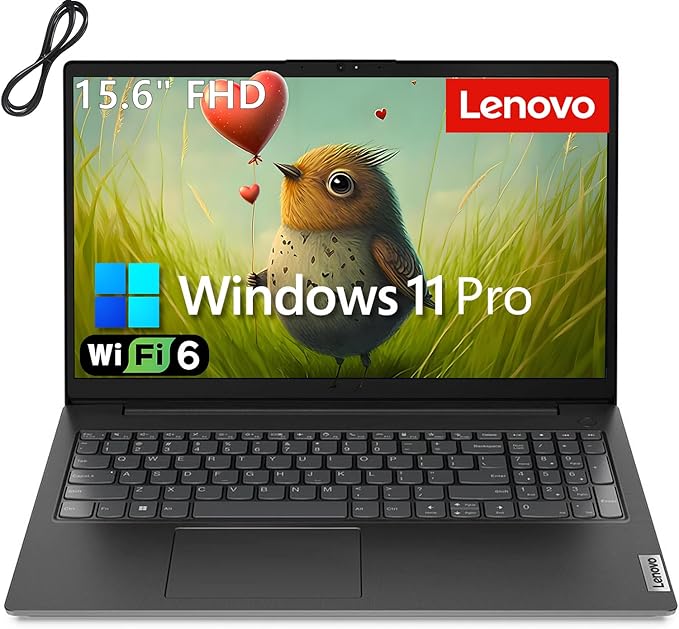 Lenovo 15.6" FHD Laptop Computer for Business and Student, Intel Dual Core Processor, 32GB DDR4 RAM, 1TB PCIe SSD, WiFi 6, BT 5.2, Type-C, HDMI, Numeric Keypad, Black, Windows 11 Pro, Wendbo Cable image 1