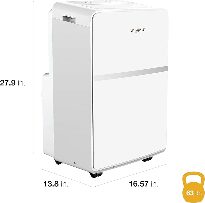 Whirlpool 10,000 BTU Portable Air Conditioner for Home with Dehumidifier, A/C Portable Air Conditioner for Apartment and Bedroom, 115V, AC for Small Rooms up to 275-Sq. Ft. with Remote in White image 4