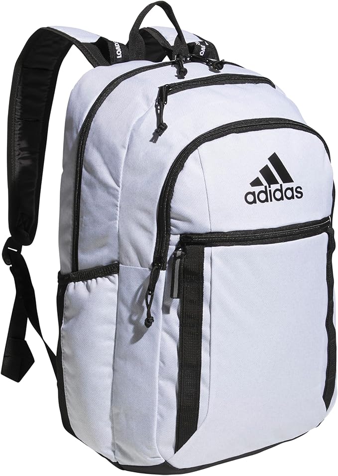 adidas Excel Backpack, Durable Large Athletic Laptop Bag, Twill White/Black, One Size image 1