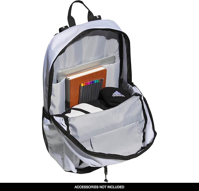 adidas Excel Backpack, Durable Large Athletic Laptop Bag, Twill White/Black, One Size image 2