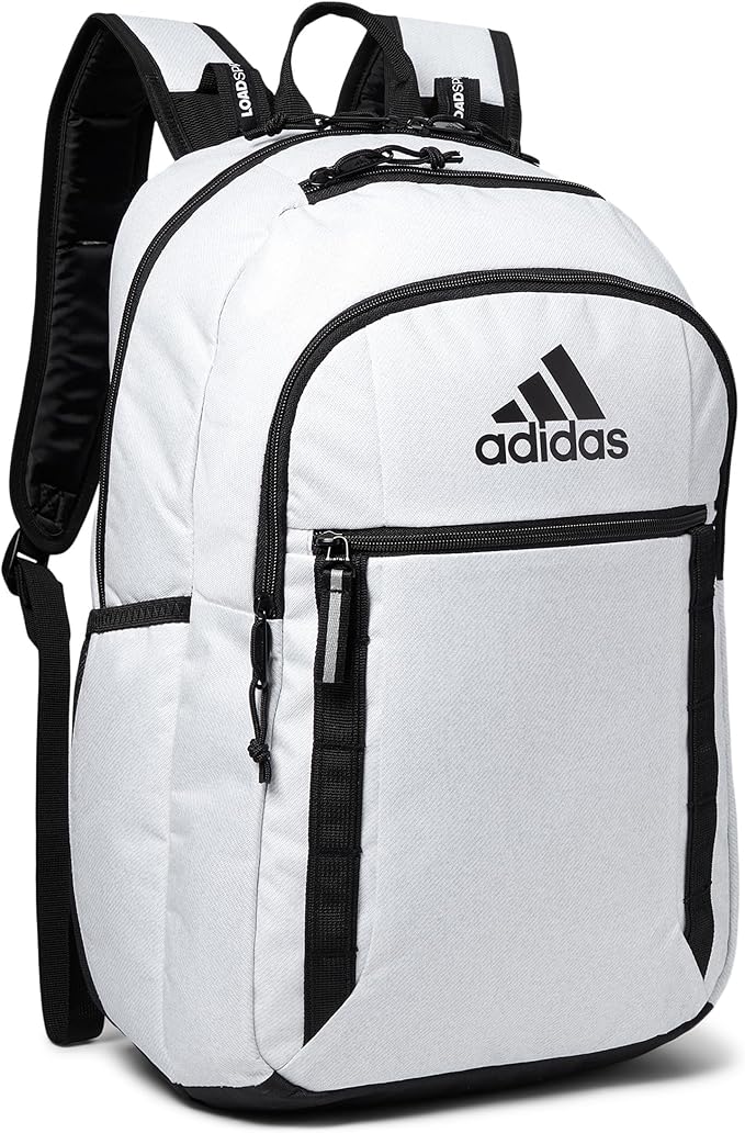 adidas Excel Backpack, Durable Large Athletic Laptop Bag, Twill White/Black, One Size image 3