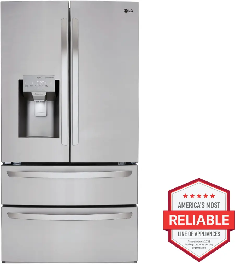 LG - 27.8 Cu. Ft. 4-Door French Door Smart Refrigerator with Smart Cooling System - Stainless steel image 3