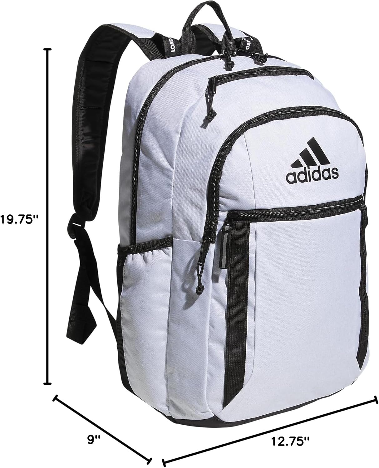 adidas Excel Backpack, Durable Large Athletic Laptop Bag, Twill White/Black, One Size image 8