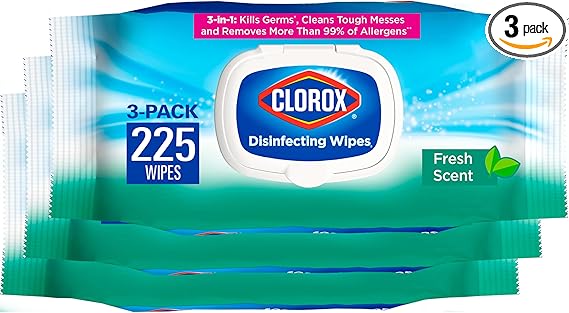 Clorox Disinfecting Wipes, Bleach Free, Household Essentials, Fresh Scent, Moisture Seal Lid, 75 Cleaning Wipes, Pack of 3 (New Packaging) image 1