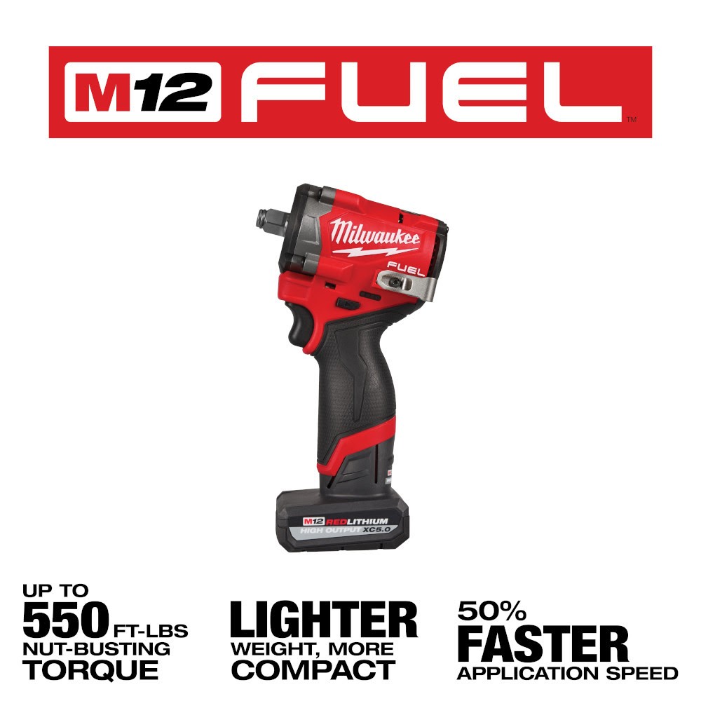 Milwaukee 2563-22 M12 FUEL Stubby 1/2" Impact Wrench Kit image 3