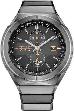 Citizen Men's Chronograph Armor Eco-Drive Silver-Tone Titanium Bracelet Watch 44mm image 1