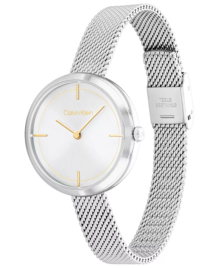 Women's Silver-Tone Stainless Steel Mesh Bracelet Watch 30mm image 2