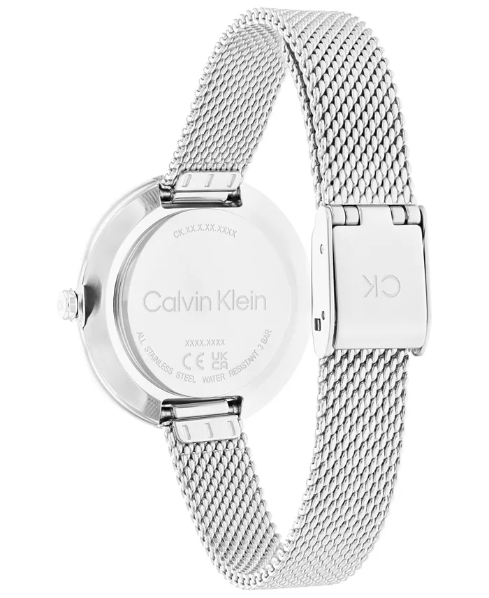 Women's Silver-Tone Stainless Steel Mesh Bracelet Watch 30mm image 3