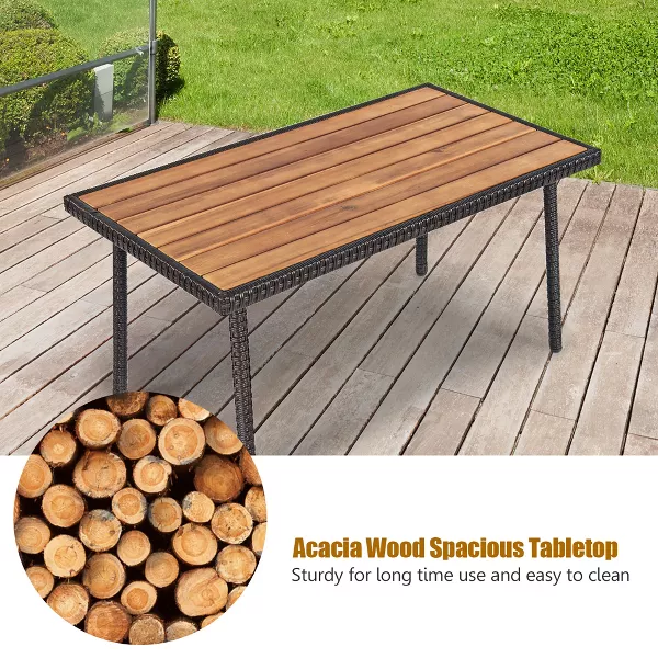 Costway 4PCS Patio Rattan Furniture Set Outdoor Conversation Set Coffee Table w/Cushions image 5