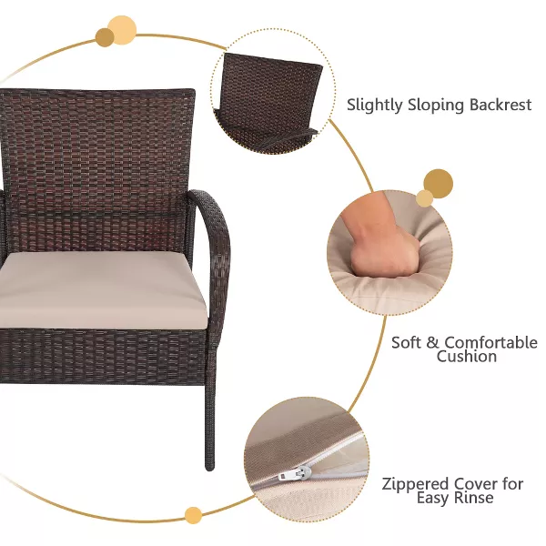 Costway 4PCS Patio Rattan Furniture Set Outdoor Conversation Set Coffee Table w/Cushions image 7