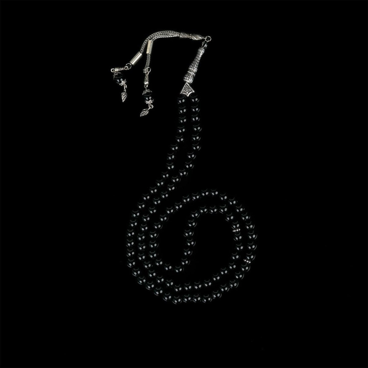 Muslim Prayer Beads - Black Obsidian Stone Beads Islamic Rosary image 5
