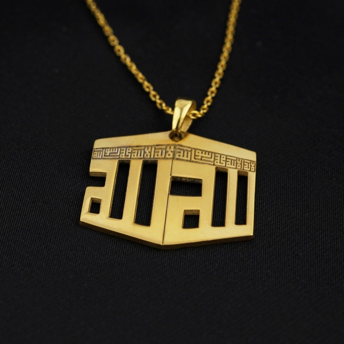 3D Kaaba Design Islamic Necklace - 18K Gold Plated Silver Pendant image 2