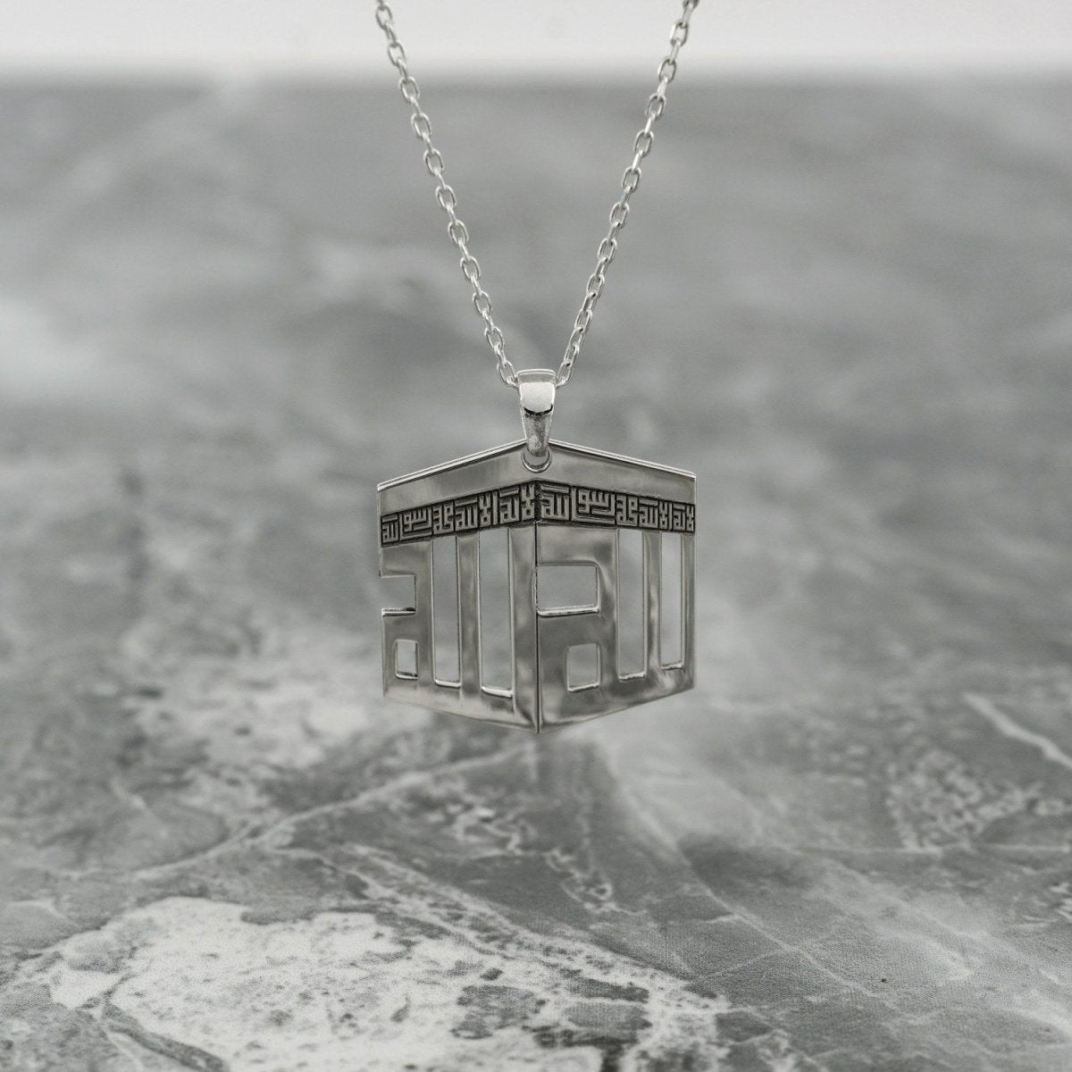 3D Kaaba Design Islamic Necklace - 18K Gold Plated Silver Pendant image 6