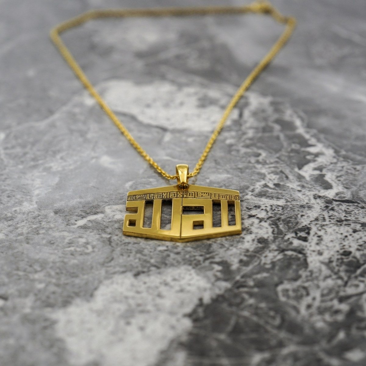 3D Kaaba Design Islamic Necklace - 18K Gold Plated Silver Pendant image 7