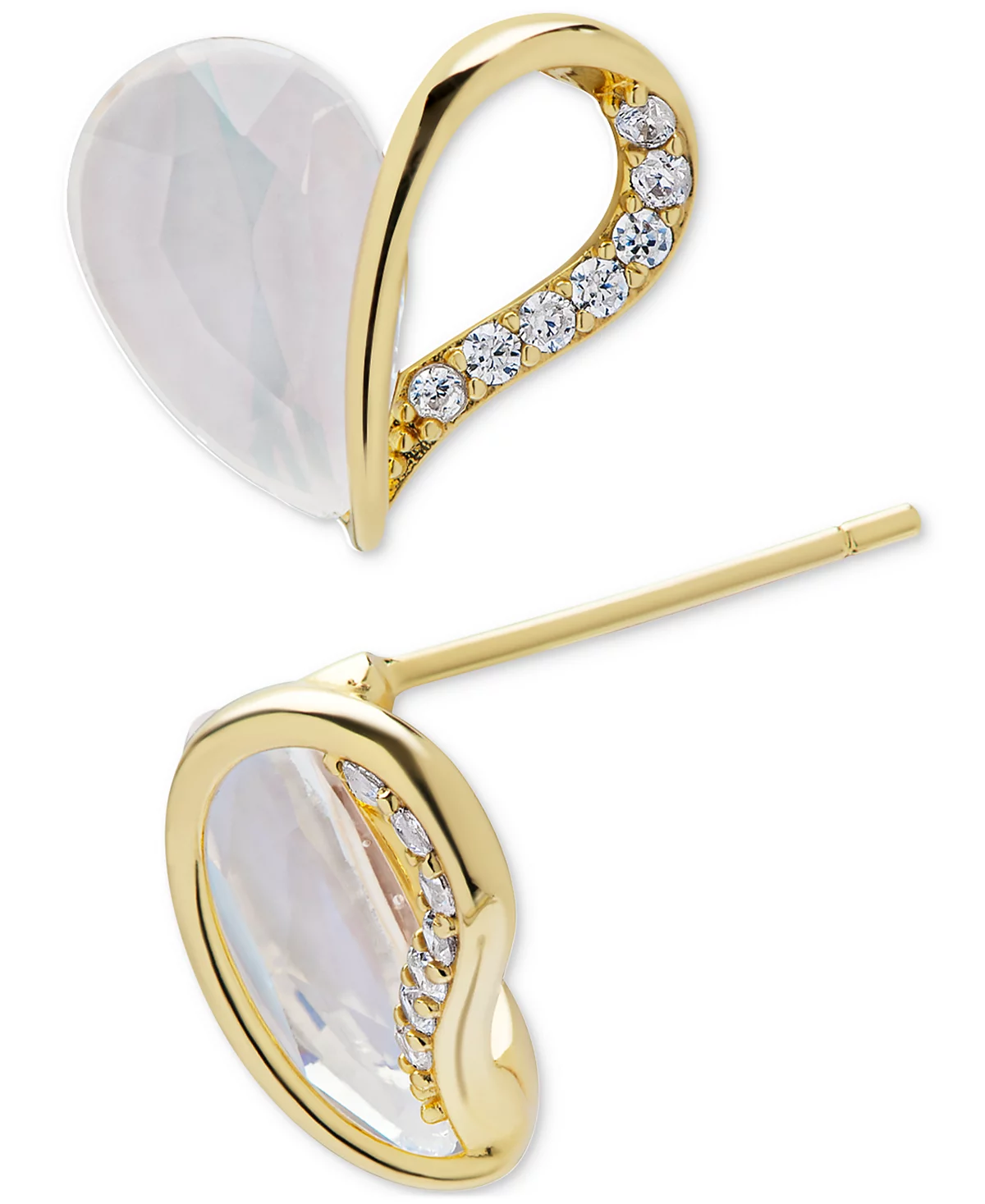 Macy's Lab Grown White Sapphire Heart Stud Earrings (3-7/8 ct. t.w.) in 14k Gold-Plated Sterling Silver image 3