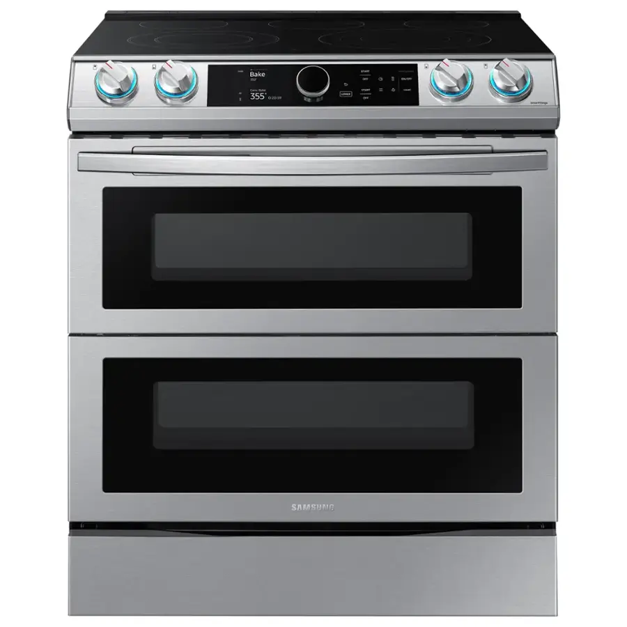 Samsung - 6.3 cu. ft. Flex Duo™ Front Control Slide-in Electric Range with Smart Dial, Air Fry & Wi-Fi - Stainless Steel image 1