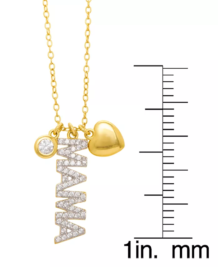  Lab Grown White Sapphire Mama Multi-Charm 18" Pendant Necklace (3/8 ct. t.w.) in 14k Gold over Sterling Silver image 3