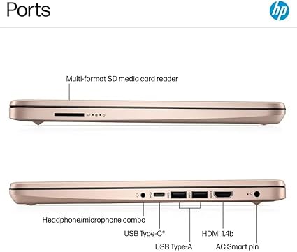 HP Business Student Laptop Computer - Windows 11 Pro & Microsoft Office Lifetime | 14 inch HD | AI-Powered, Long Batter Hr N-Serious Laptop| 16GB RAM, 128GB UFS, 256GB Extend Micro SD | Rose Gold image 5