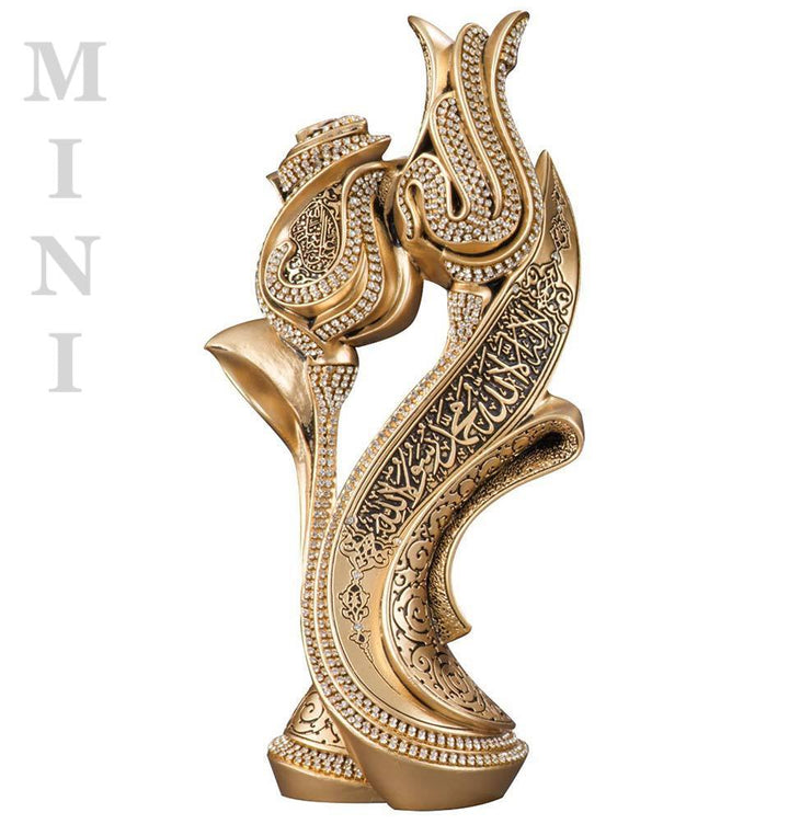 Islamic Table Decor | Lale Gul Tulip & Rose | Gold 240-2S Mini image 1