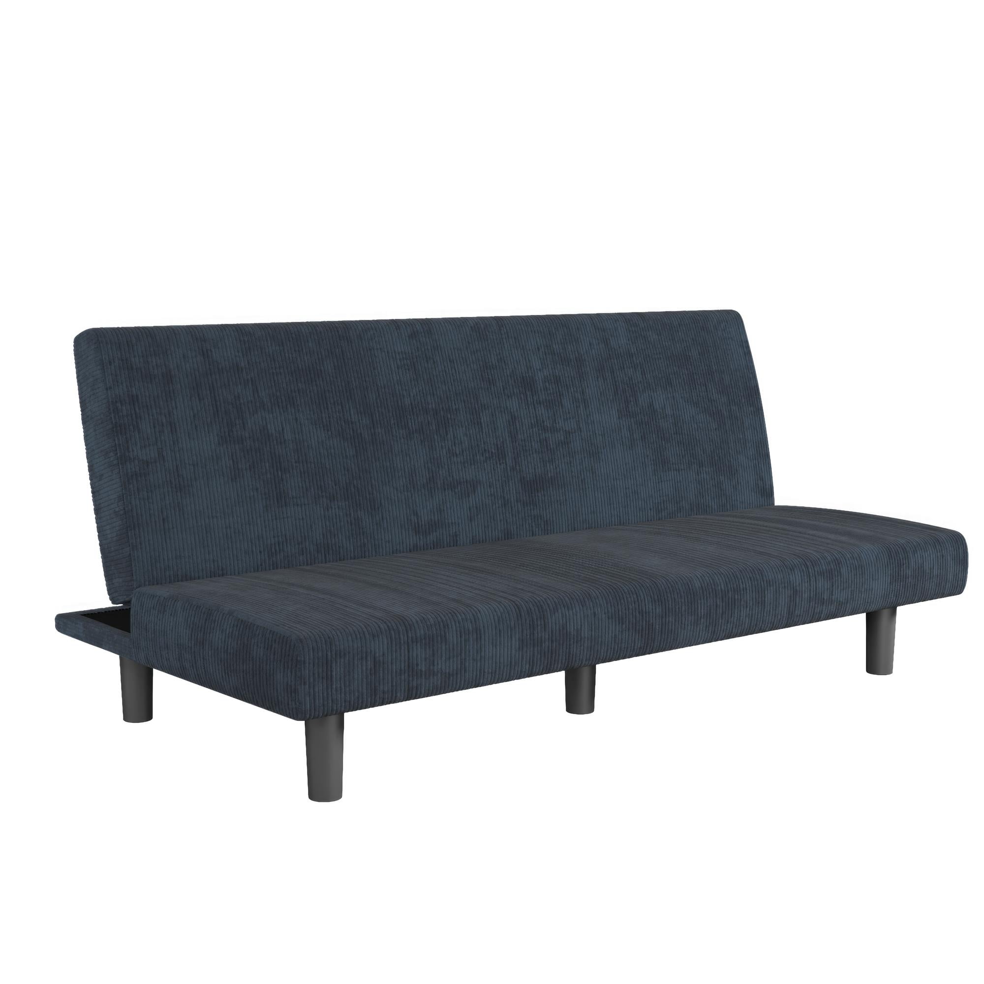 DHP Kelra 67.5" Armless Mid-Century Futon Sofa Bed, Blue Corduroy image 1