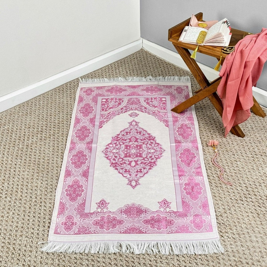 Prayer Rug Mat, Rose Color Prayer Set - Islamic Gift image 2